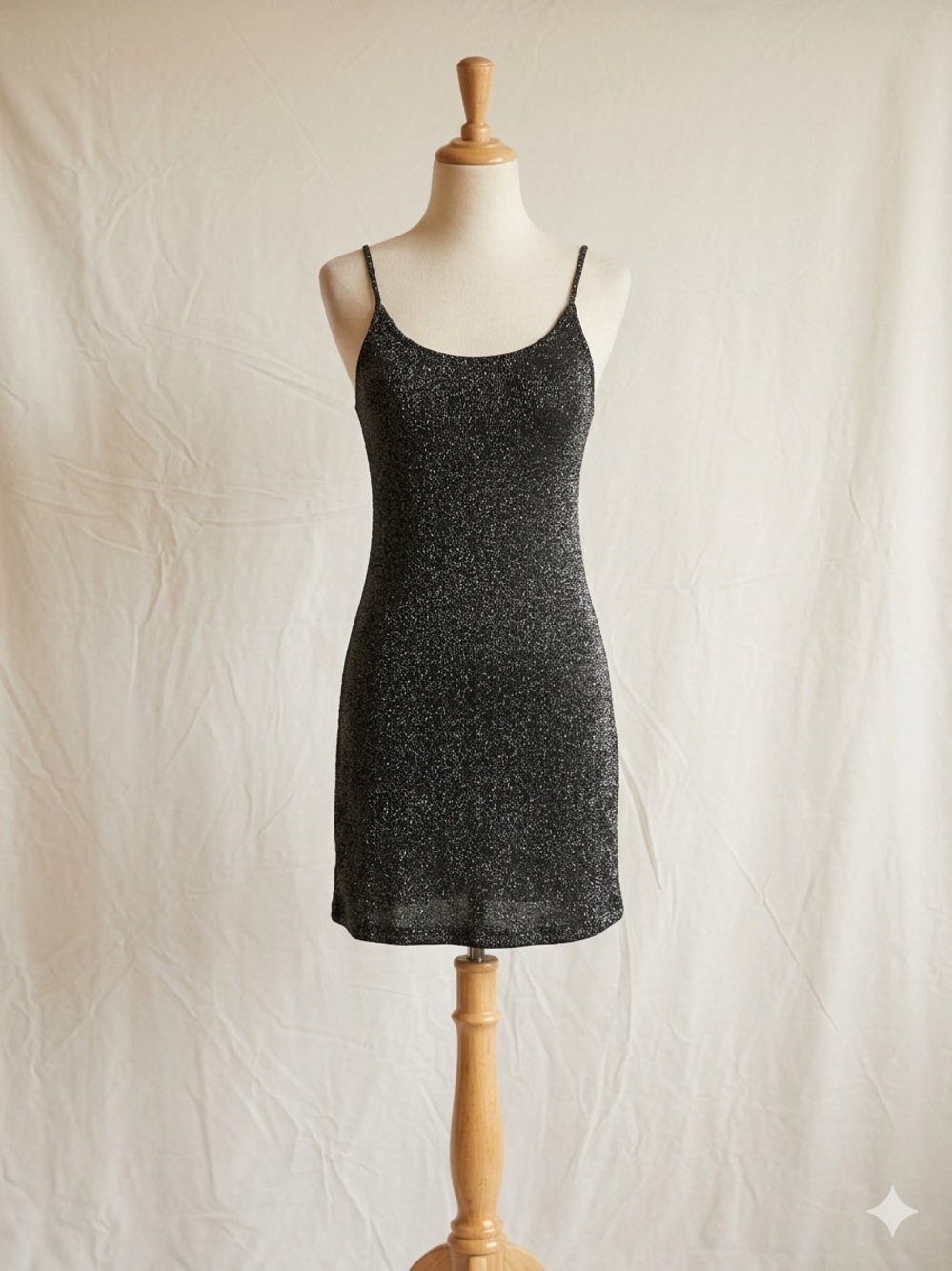 Charlotte Russe Black Sparkle Slip Mini Dress XS